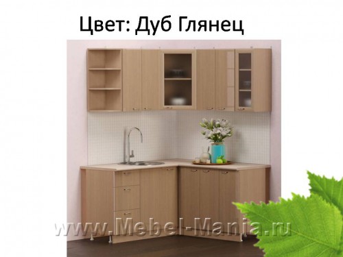 Кухня Угловая "Дуб Глянец" КХ-09