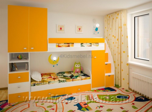 Детский комплекс 2 кровати и 2 шкафа серия Алексия 4Kids K15